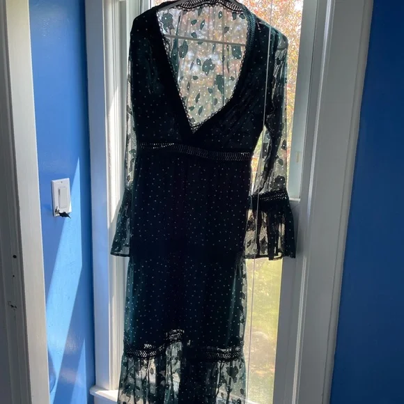 Moon River | Dresses | Green Sheer Lace Detail Moonriver Maxi Dress |  Poshmark